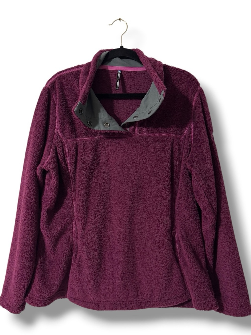 KÜHL Avalon Fleece Pullover Women’s XL Purple Snap Neck Outdoor Sweater